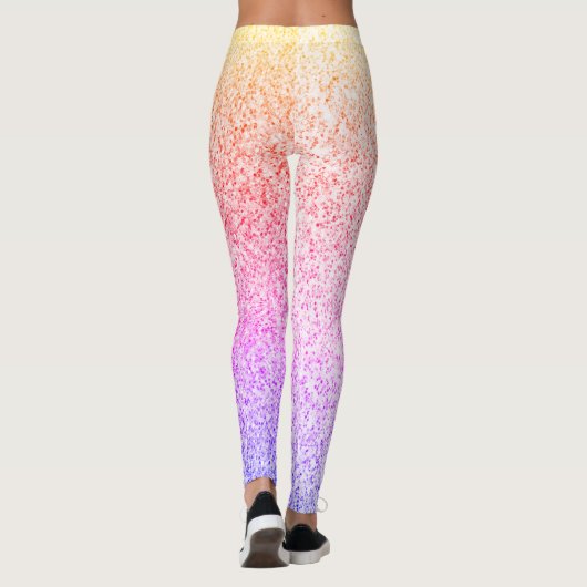 Kleurrijke oranje roos roze faux sparkles leggings (Achterkant)