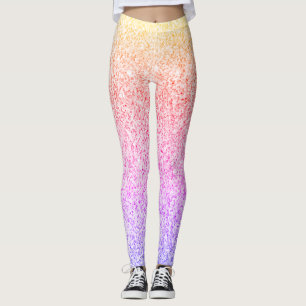 Kleurrijke oranje roos roze faux sparkles leggings
