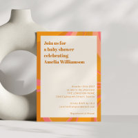 Kleurrijke Oranje Roze Retro Wervelende Baby Showe