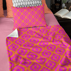 Kleurrijke Oranje Roze Zomer Ikat Ogee Kunstpatroo Fleece Deken