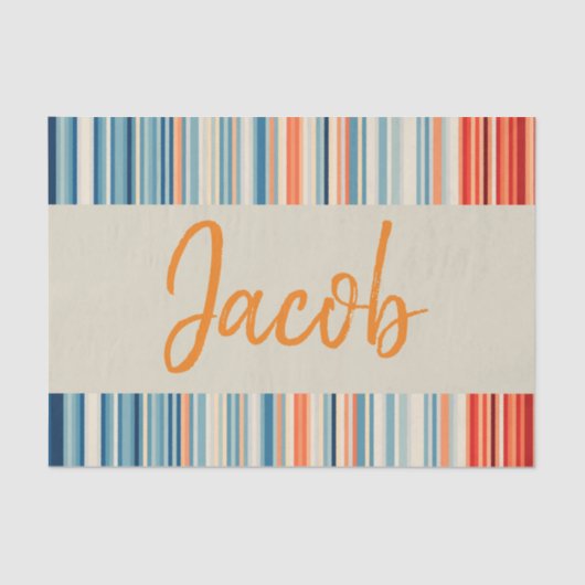 Kleurrijke Oranje strepen voor weefselpapier Tissuepapier (Voorkant)