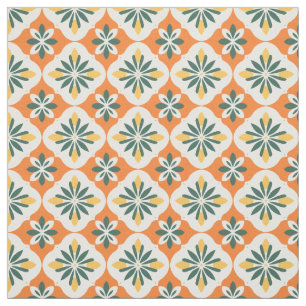 Kleurrijke Oranje Tegel Pattern Stof