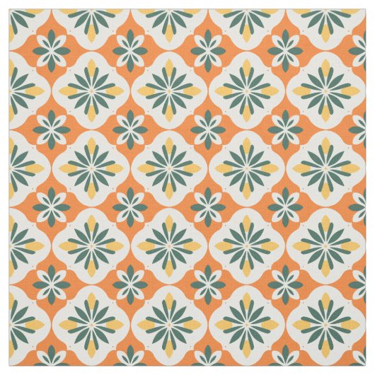 Kleurrijke Oranje Tegel Pattern Stof (Swatch)