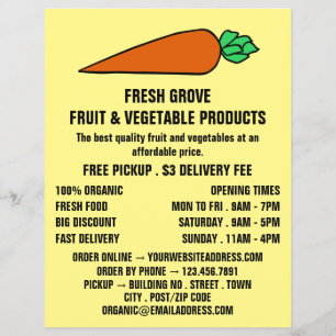 Kleurrijke Oranje wortel, Greengrocers Adverteren Flyer