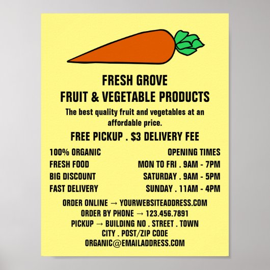 Kleurrijke Oranje wortel, groenteboeren Adverteren Poster (Voorkant)