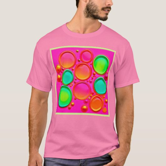 Kleurrijke Orb Abstracte Kunst T-shirt (Voorkant)