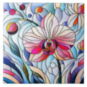 Kleurrijke orchidee bloem mozaïek kunst tegeltje (Voorkant)