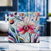 Kleurrijke orchidee bloem mozaïek kunst