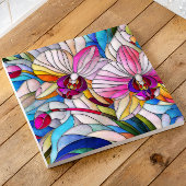 Kleurrijke orchidee bloem mozaïek kunst tegeltje