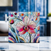 Kleurrijke orchidee bloem mozaïek kunst tegeltje