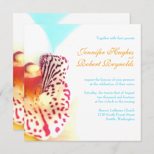 Kleurrijke Orchidee bruiloft uitnodiging (Voorkant / Achterkant)