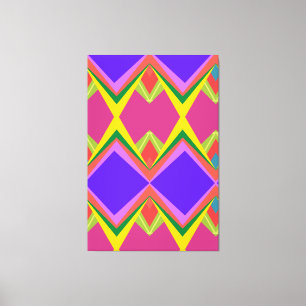 Kleurrijke Orchidee & Gouden Abstracte Retro Geome Canvas Afdruk