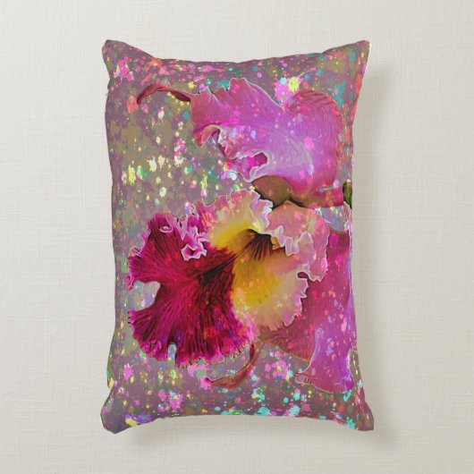 , kleurrijke, orchidee verfvlek accent kussen (Voorkant(Verticaal))