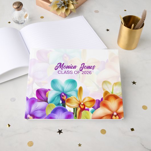 Kleurrijke Orchideeën Afstuderen  Gastenboek (Voorkant open)