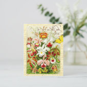 Kleurrijke orchideeën en gele vlinder briefkaart (Staand voorkant)