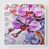 Kleurrijke orchideeën in bloei vierkante klok (Voorkant)