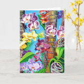Kleurrijke orchideeën met Palm Trees Card Kaart (Gele Bloem)