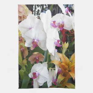 kleurrijke orchideeën theedoek