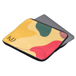 Kleurrijke organische vormen abstracte achtergrond laptop sleeve