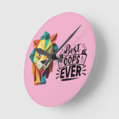 Kleurrijke Origami Lion ArtWork ontwerp Ronde Klok (Hoek)