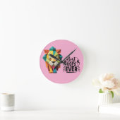 Kleurrijke Origami Lion ArtWork ontwerp Ronde Klok (Huis)