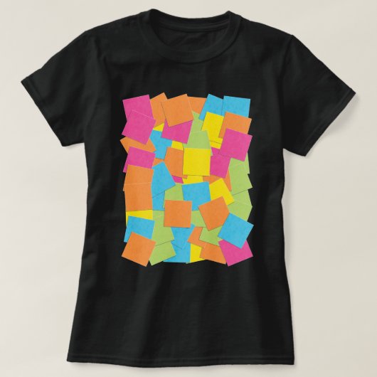 Kleurrijke Originele Sticky Note Art Roze Sinaasap T-shirt (Design voorkant)