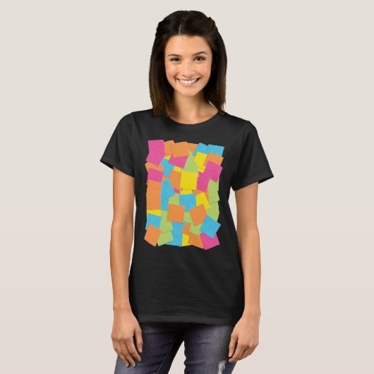 Kleurrijke Originele Sticky Note Art Roze Sinaasap T-shirt (Voorkant volledig)