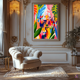 Kleurrijke orkestuitvoering in Fauvistische stijl Canvas Afdruk