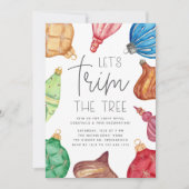 Kleurrijke Ornamenten Christas Tree Trimming Party Kaart (Voorkant)