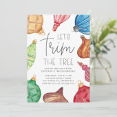 Kleurrijke Ornamenten Christas Tree Trimming Party Kaart (Staand voorkant)