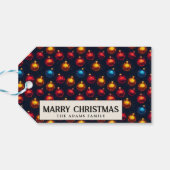 Kleurrijke Ornamenten Custom Merry Christmas Cadeaulabel (Achterkant Horizontaal)