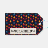 Kleurrijke Ornamenten Custom Merry Christmas Cadeaulabel (Voorkant (Horizontaal))