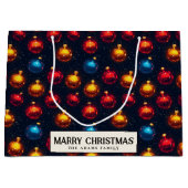 Kleurrijke Ornamenten Custom Merry Christmas Groot Cadeauzakje (Voorkant)