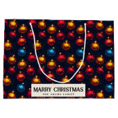 Kleurrijke Ornamenten Custom Merry Christmas Groot Cadeauzakje (Achterkant)
