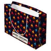Kleurrijke Ornamenten Custom Merry Christmas Groot Cadeauzakje (Achterkant Gekanteld)