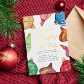 Kleurrijke Ornamenten kerstboomtrimpartij Folie Uitnodiging