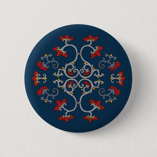 Kleurrijke Ornamenten Patroon Button (Voorkant)