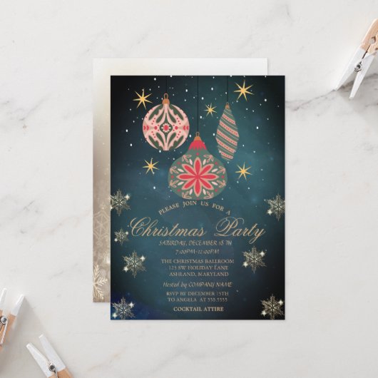 Kleurrijke Ornamenten, Snowflakes Company Kaart (Voorkant / Achterkant in situ)