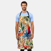 Kleurrijke Otomi Bird Art Schort (Gedragen)