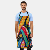 Kleurrijke Otomi Floral Art patroon Schort (Gedragen)