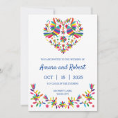 KLEURRIJKE OTOMI MEXICAANSE HART UITNODIGING (Voorkant)