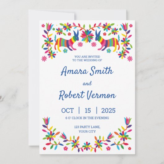 KLEURRIJKE OTOMI MEXICAANSE UITNODIGING (Voorkant)