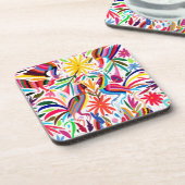 Kleurrijke Otomi-printer, Floral/Animal Pattern Bier Onderzetter (Linkerzijde)