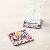 Kleurrijke Otomi-printer, Floral/Animal Pattern Bier Onderzetter (Rechterzijde)