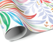 Kleurrijke Otomi-printer, Floral & Animal Pattern Cadeaupapier (Rol Hoek)