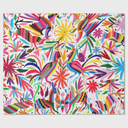 Kleurrijke Otomi-printer, Floral/Animal Pattern Cadeaupapier (Vlak)