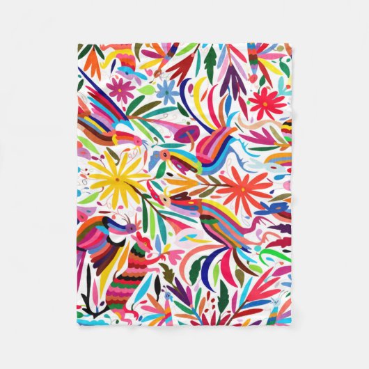 Kleurrijke Otomi-printer, Floral/Animal Pattern Fleece Deken (Voorkant)