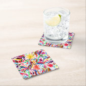 Kleurrijke Otomi-printer, Floral/Animal Pattern Kartonnen Onderzetters (Insitu)