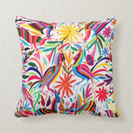 Kleurrijke Otomi-printer, Floral/Animal Pattern Kussen