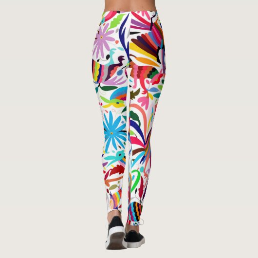 Kleurrijke Otomi-printer, Floral/Animal Pattern Leggings (Achterkant)